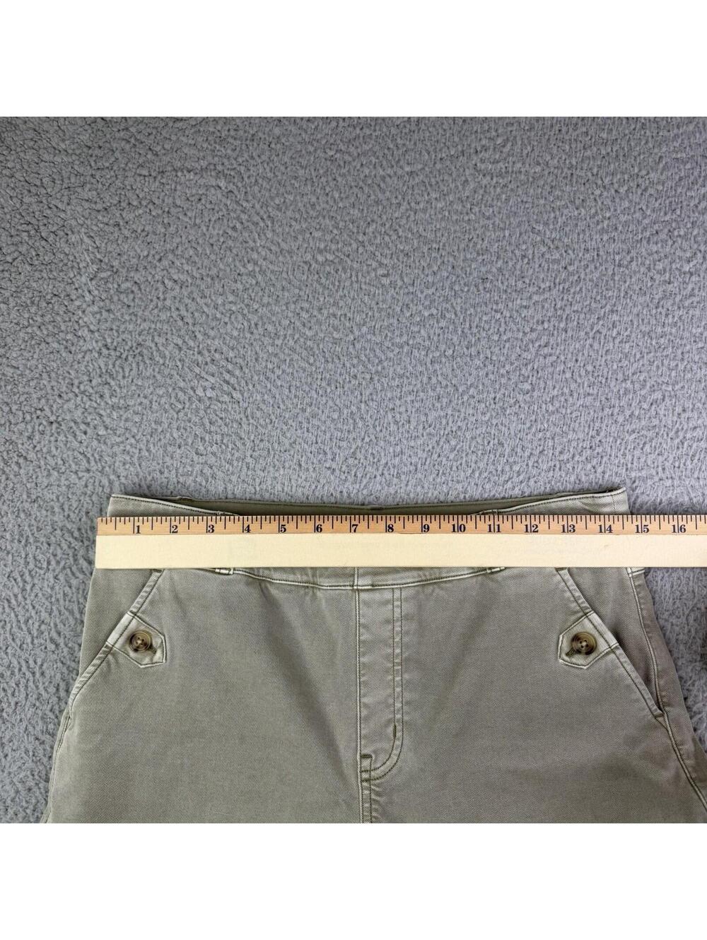 Spanx Green Twill Cropped Wide Leg Pants Women's Large (30x23) High Rise Stretch - Picture 5 of 12
